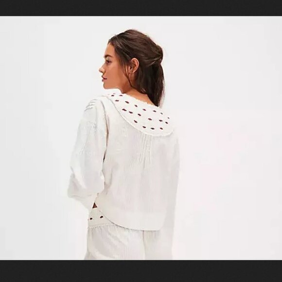 Free People Sweet As Roses Lounge Floral Embroidered Top S & XS - Picture 2 of 6